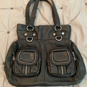 b. makowski black leather handbag